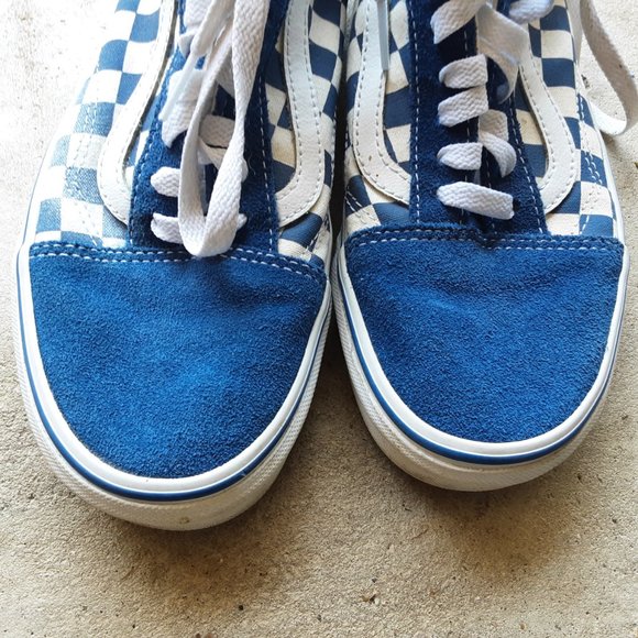 Vans Old Skool Blue Checkerboard Size 8 womens/Size 6.5 mens shoes - Picture 7 of 9